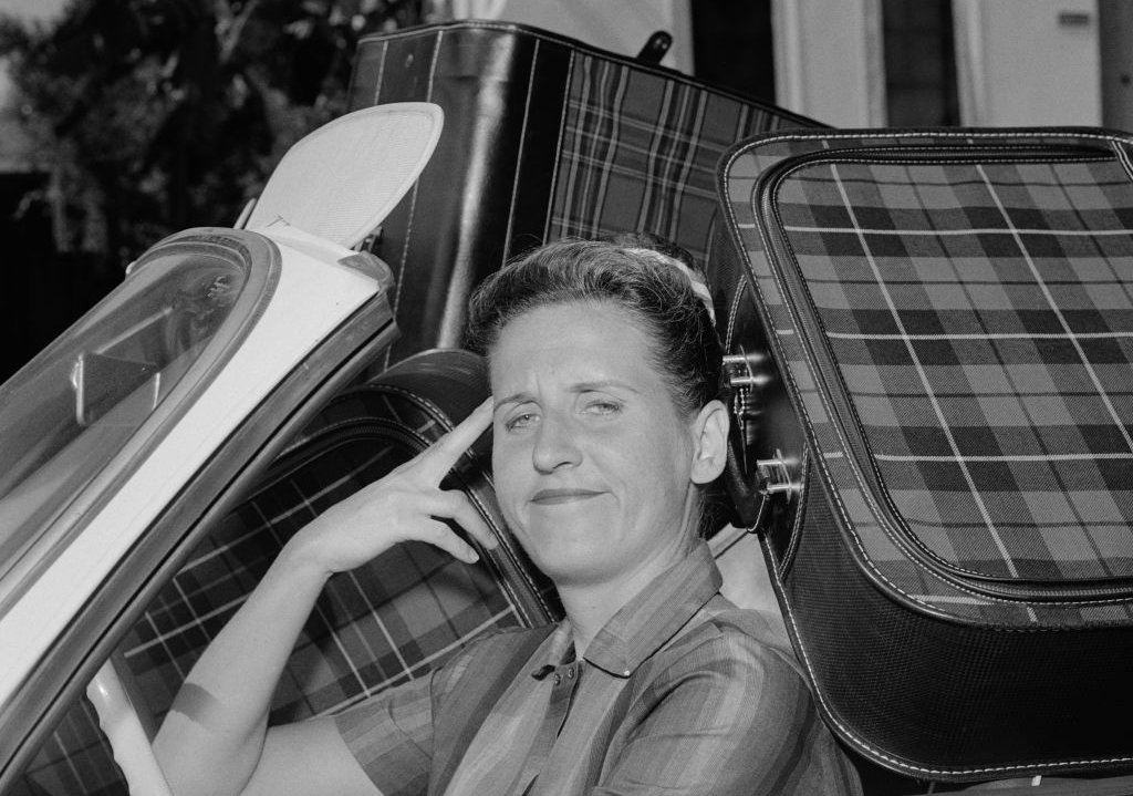 American actress Ann B Davis, with a quizzical expression on her face