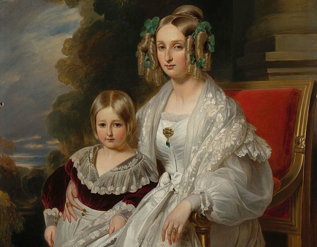 Louise, Queen of the Belgians with Leopold II, King of the Belgians - 1838