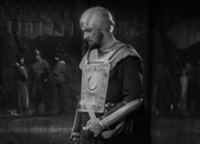A visually captivating still taken from a pivotal moment in the film The Crusades (1935)