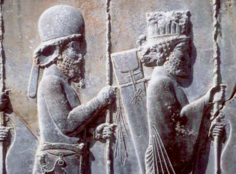 Soldiers at Ancient Persian city of Persepolis