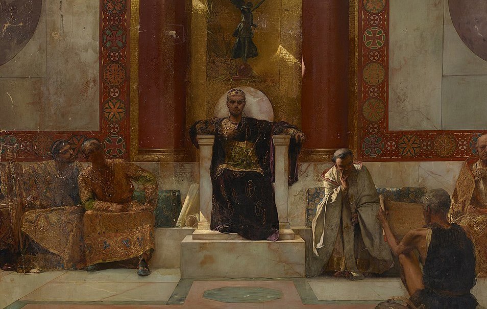 Byzantine Emperor Justinian and his counselors