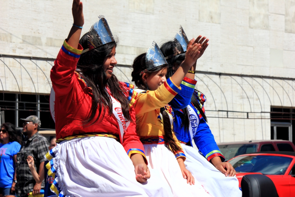 Native American princesses ride show vehicles