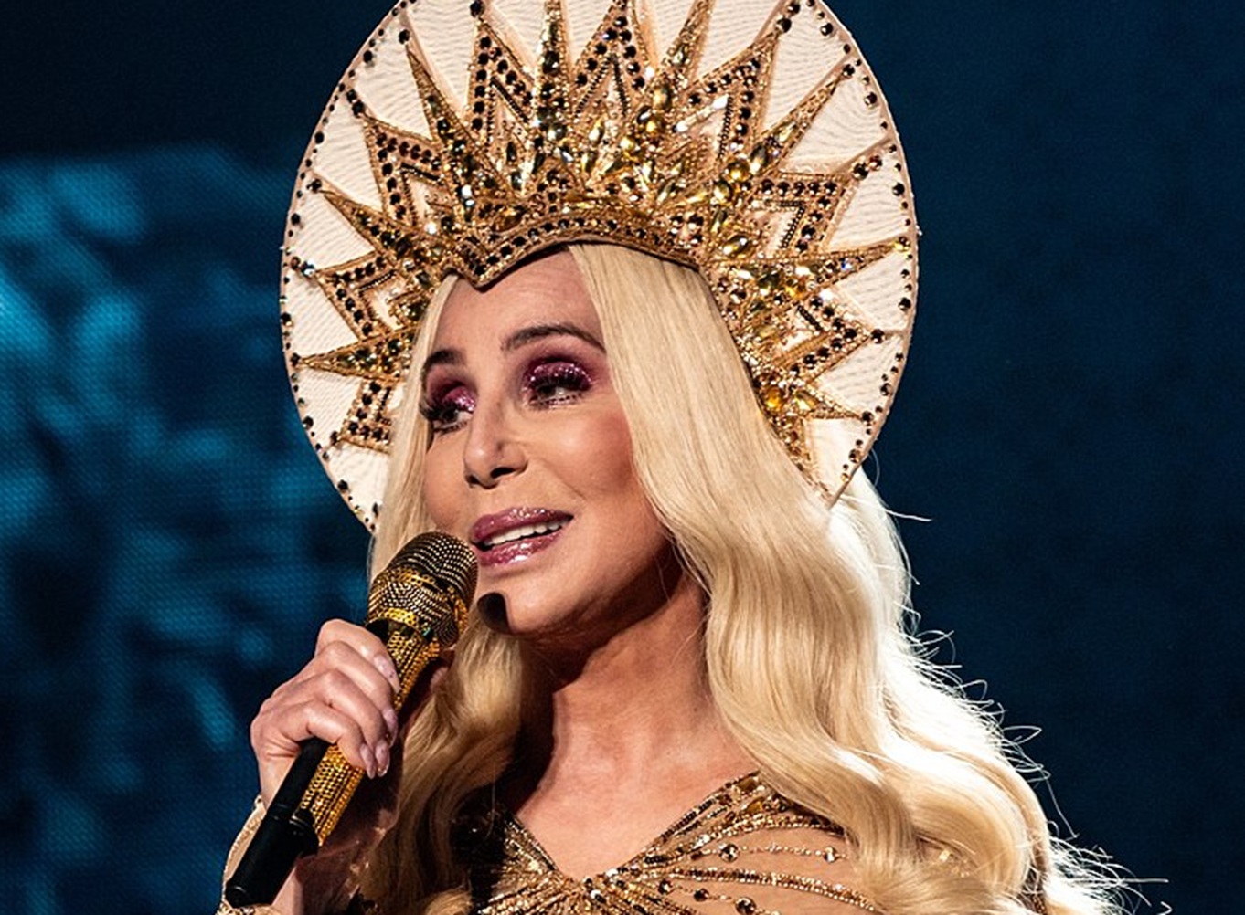 Cher performing in London during her Here We Go Again Tour in October 2019.