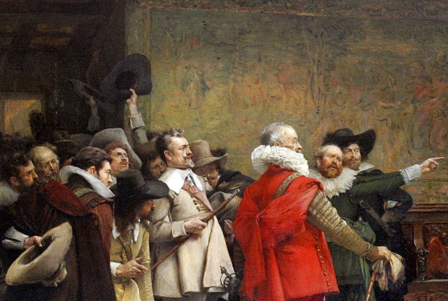 Painting by Václav Brožík depicting the third defenestration of Prague