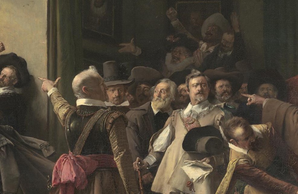 Painting by Václav Brožík depicting the third defenestration of Prague