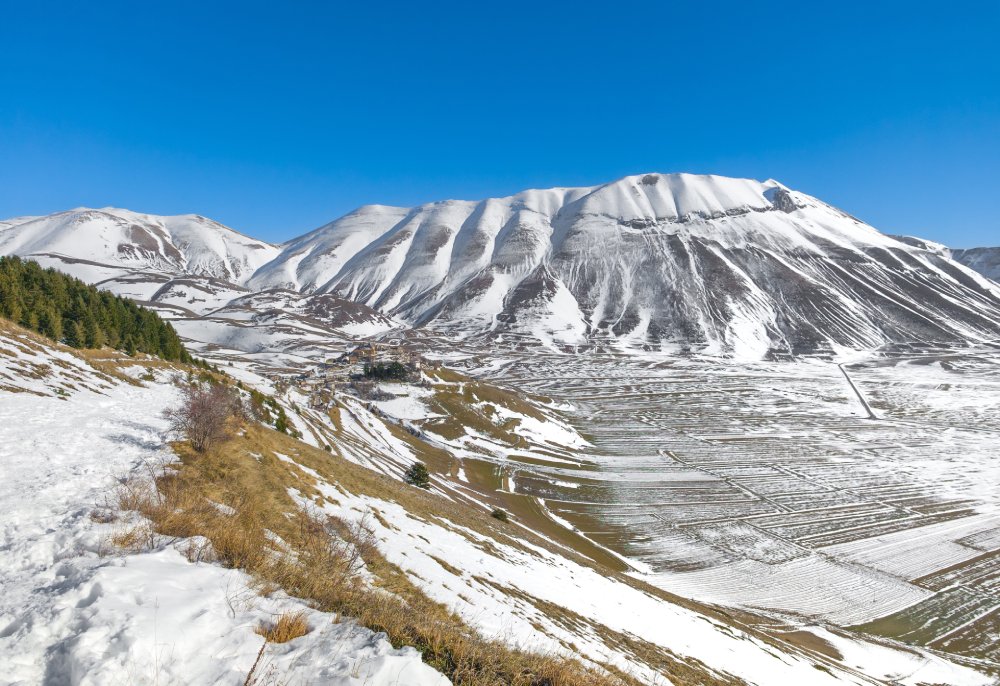 Sibillini panoramic winter landmark, alpinistic with snow