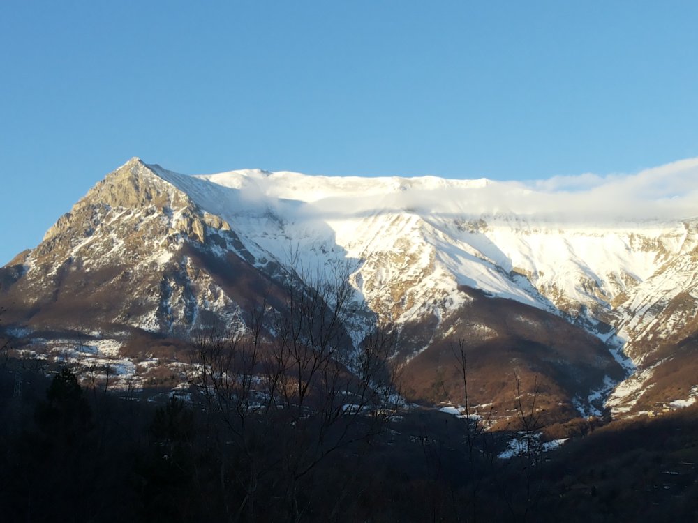 Sibillini panoramic winter landmark, alpinistic with snow