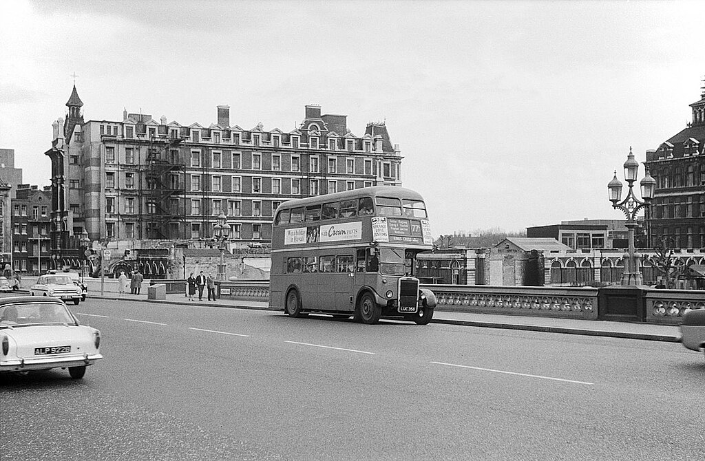 London Transport RTL983 on Westminster Bridge, 1966
