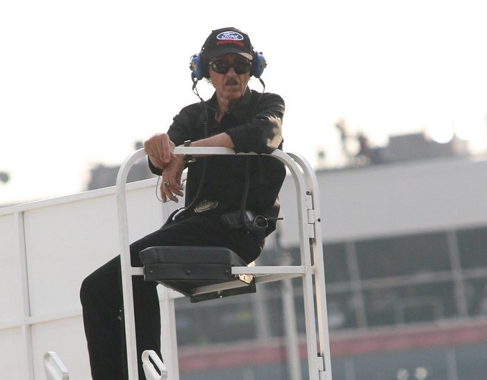 Richard Petty watching NASCAR race
