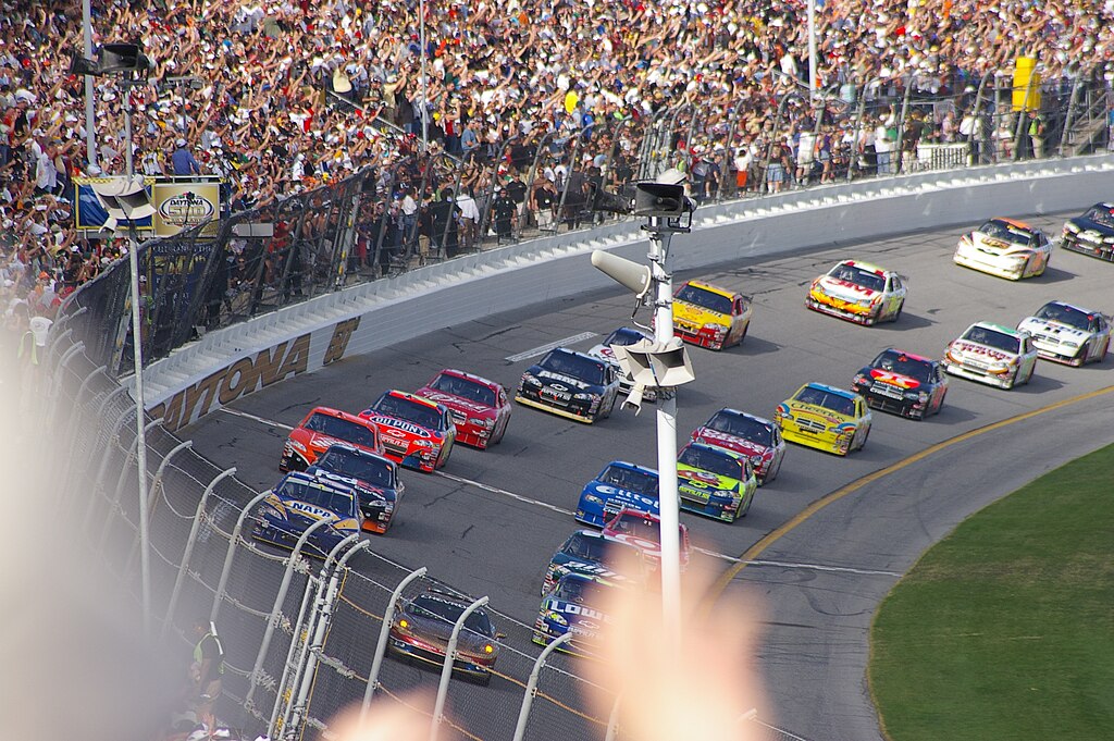NASCAR cars during a race