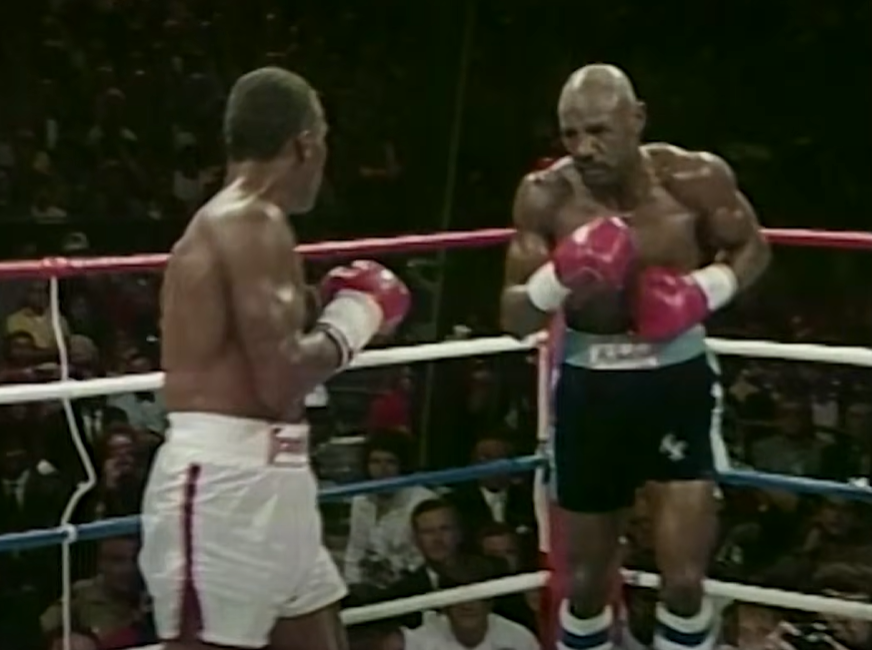 Screenshot from the box fight - Sugar Ray Leonard Vs Marvelous Marvin Hagler (1987)