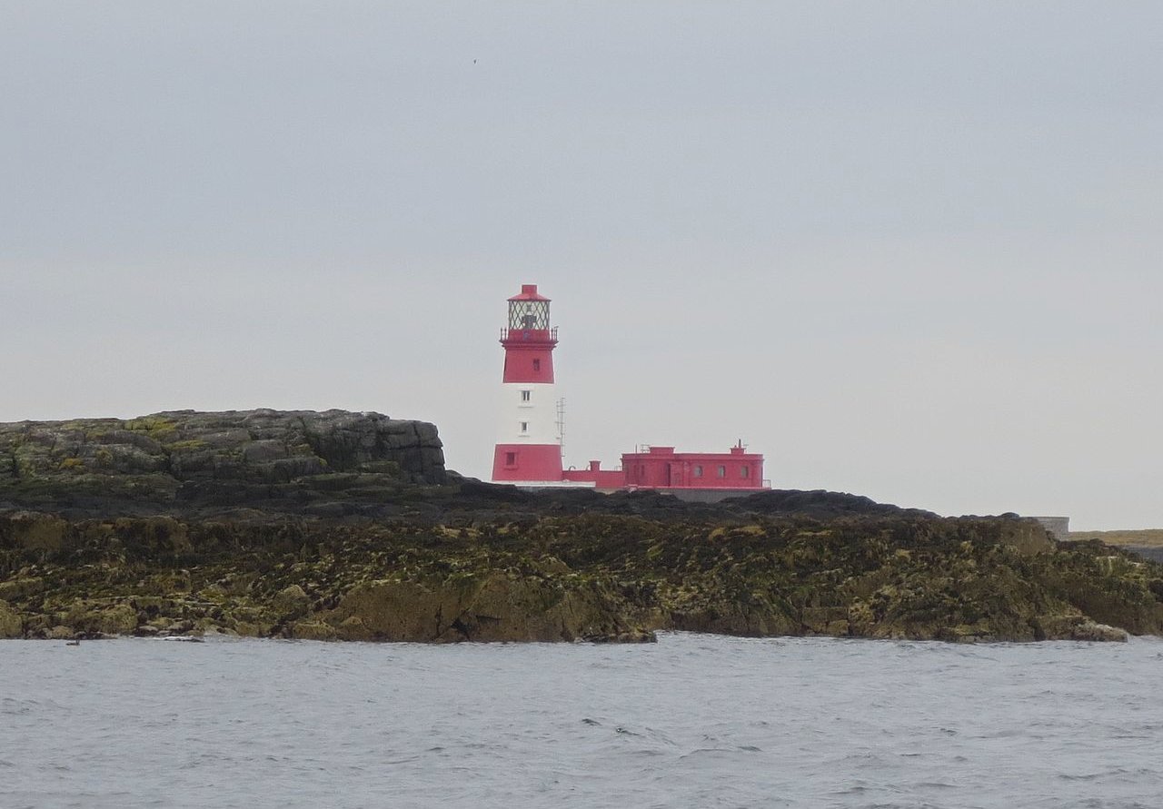 Lighthouse at Longstone (Farne Islands) during a cloudy day