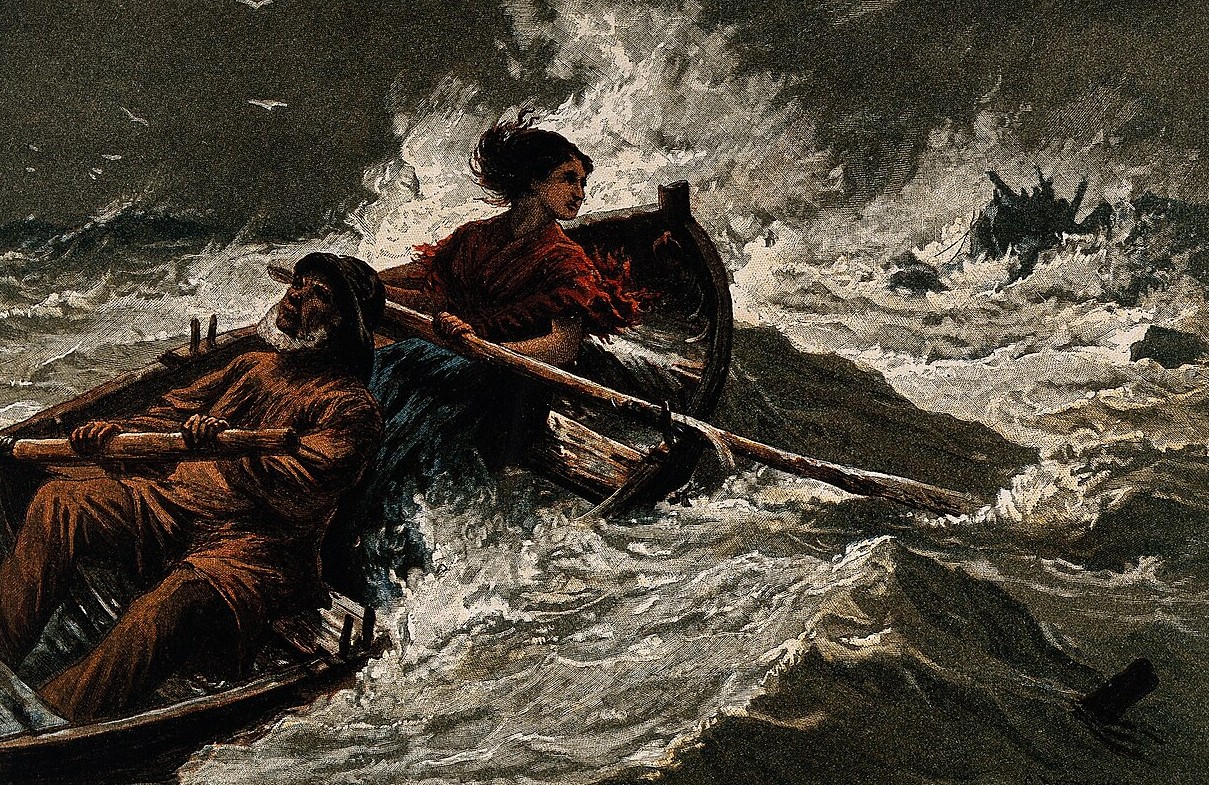 Grace Darling Rowing Out To Sea In A Furious Storm