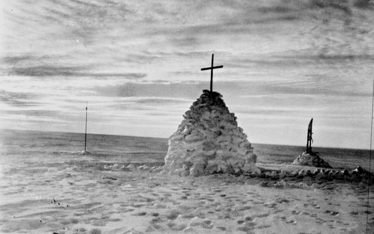The grave of Robert Falcon Scott, Henry Robertson Bowers and Edward Adrian Wilson