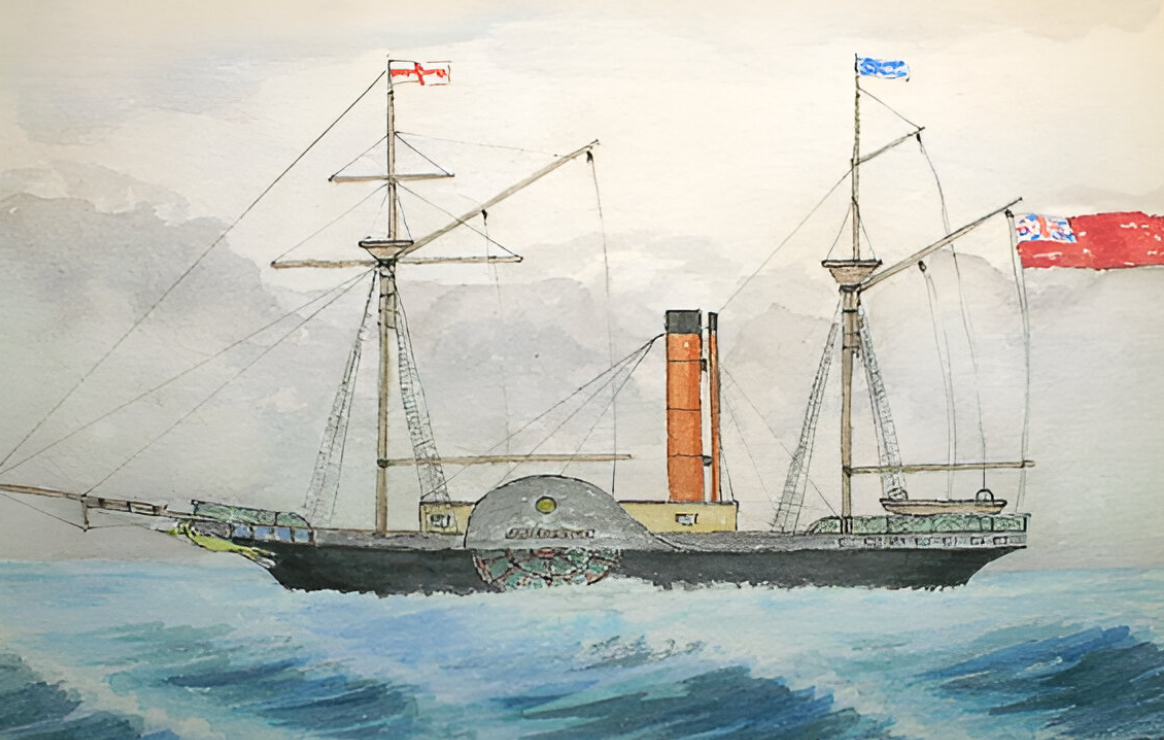Contemporary watercolour of the packet ship SS Forfarshire