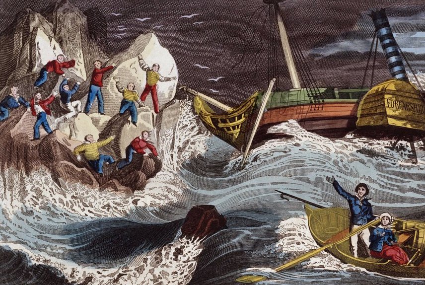 Grace Darling and her Father going to the Rescue