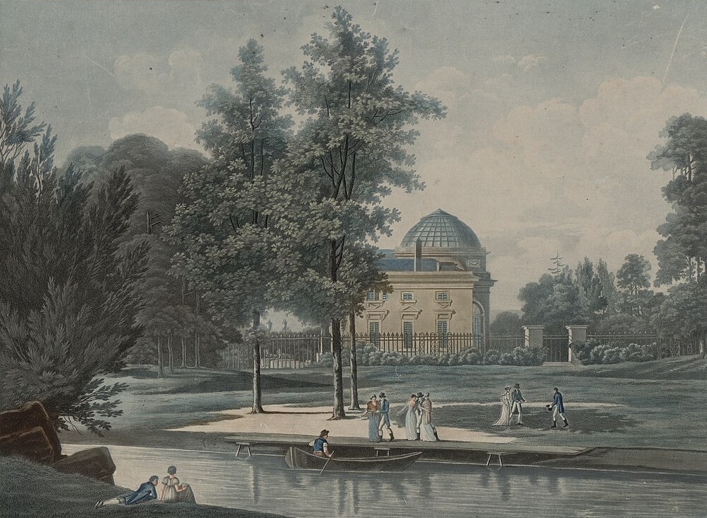View of the castle and part of the Parc de Bagatelle. Paris