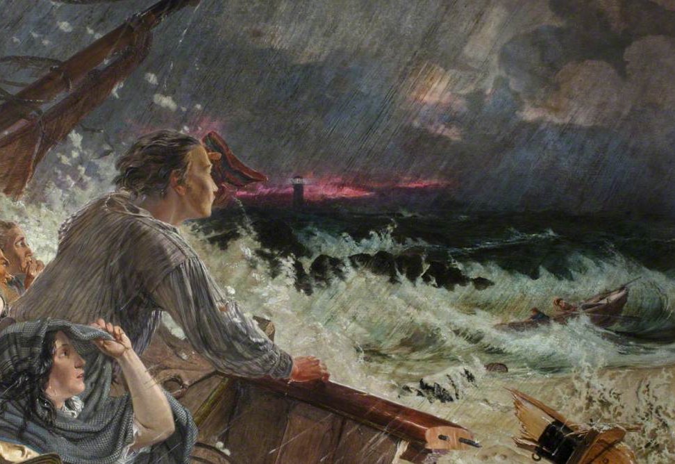 Grace Darling and her father William Darling saving the Survivors