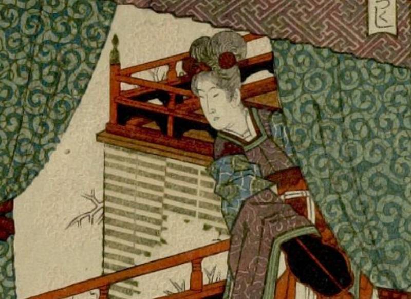 Yang Guifei Viewing Cherry Blossoms From Verandah