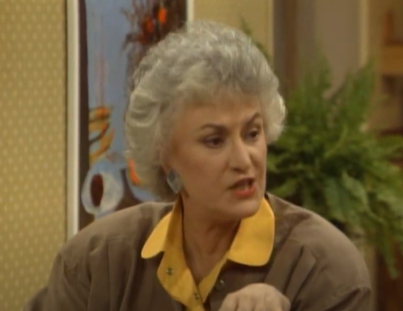 A visually captivating still taken from a pivotal moment in the television sitcom The Golden Girls (1985-1992)