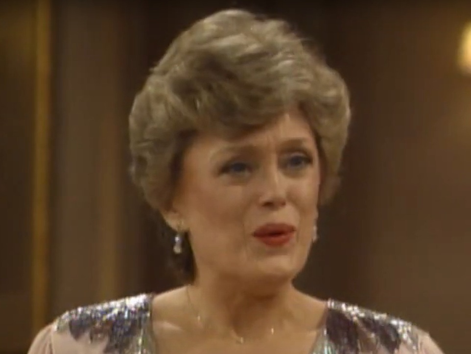 A visually captivating still taken from a pivotal moment in the television sitcom The Golden Girls (1985-1992)