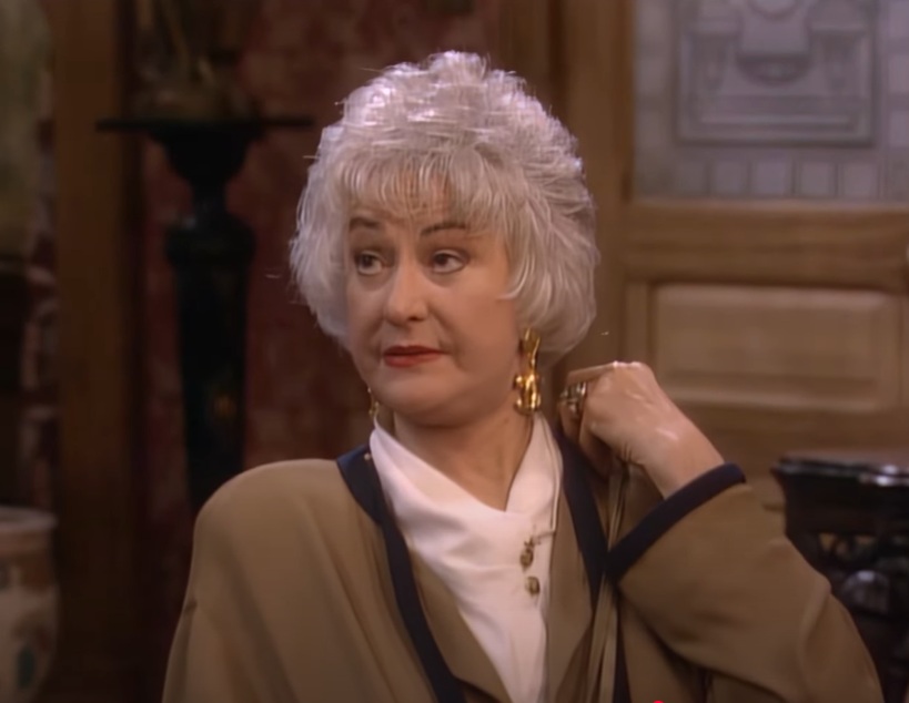 A visually captivating still taken from a pivotal moment in the television sitcom The Golden Girls (1985-1992)