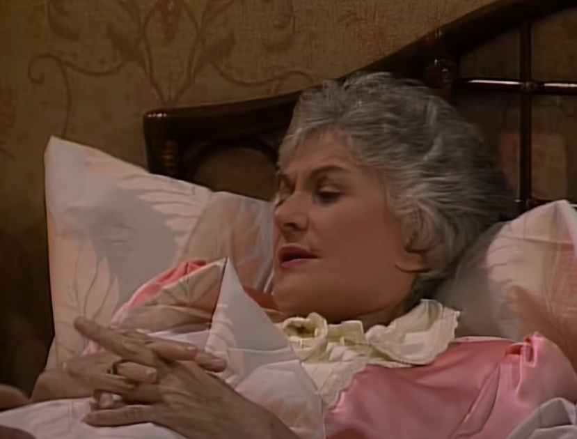 A visually captivating still taken from a pivotal moment in the television sitcom The Golden Girls (1985-1992)