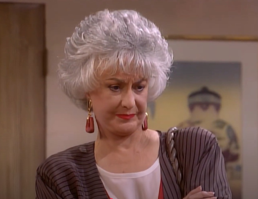 A visually captivating still taken from a pivotal moment in the television sitcom The Golden Girls (1985-1992)