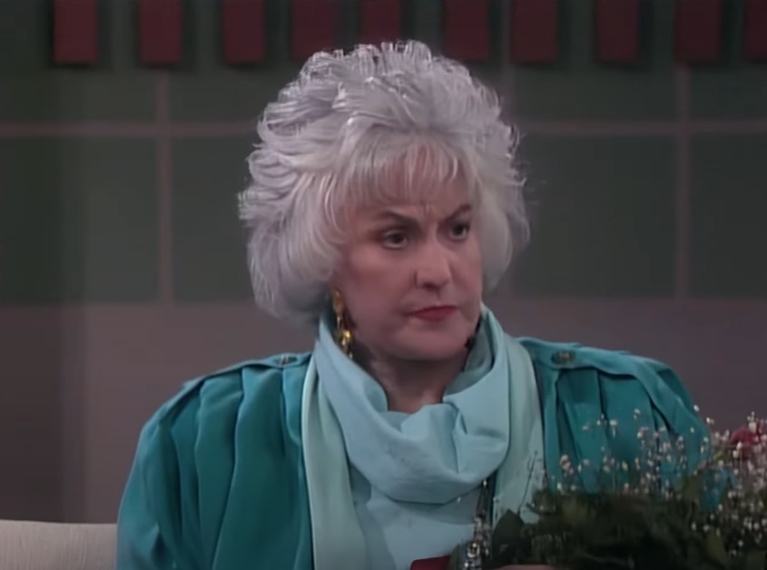 A visually captivating still taken from a pivotal moment in the television sitcom The Golden Girls (1985-1992)