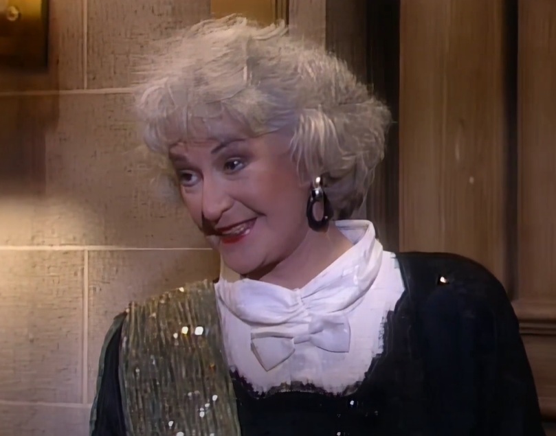 A visually captivating still taken from a pivotal moment in the television sitcom The Golden Girls (1985-1992)