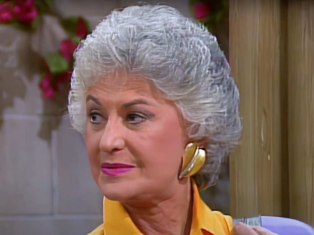 A visually captivating still taken from a pivotal moment in the television sitcom The Golden Girls (1985-1992)