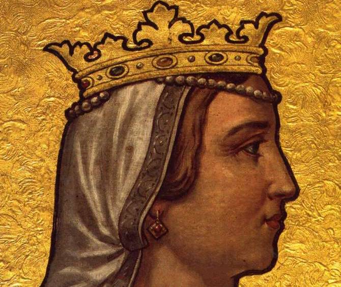 Philippa of Lancaster, Queen of Portugal in golden crown