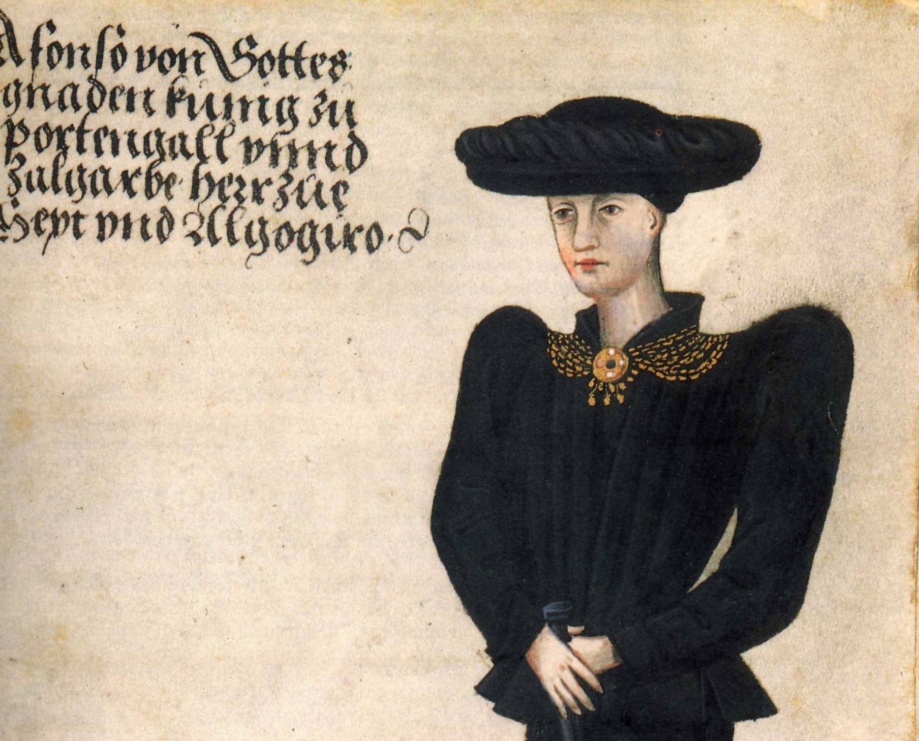 King Afonso V of Portugal in black outfit