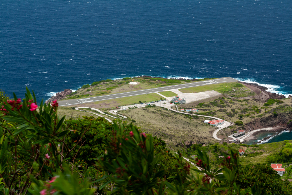 Airport, on island of Saba in Caribbean area