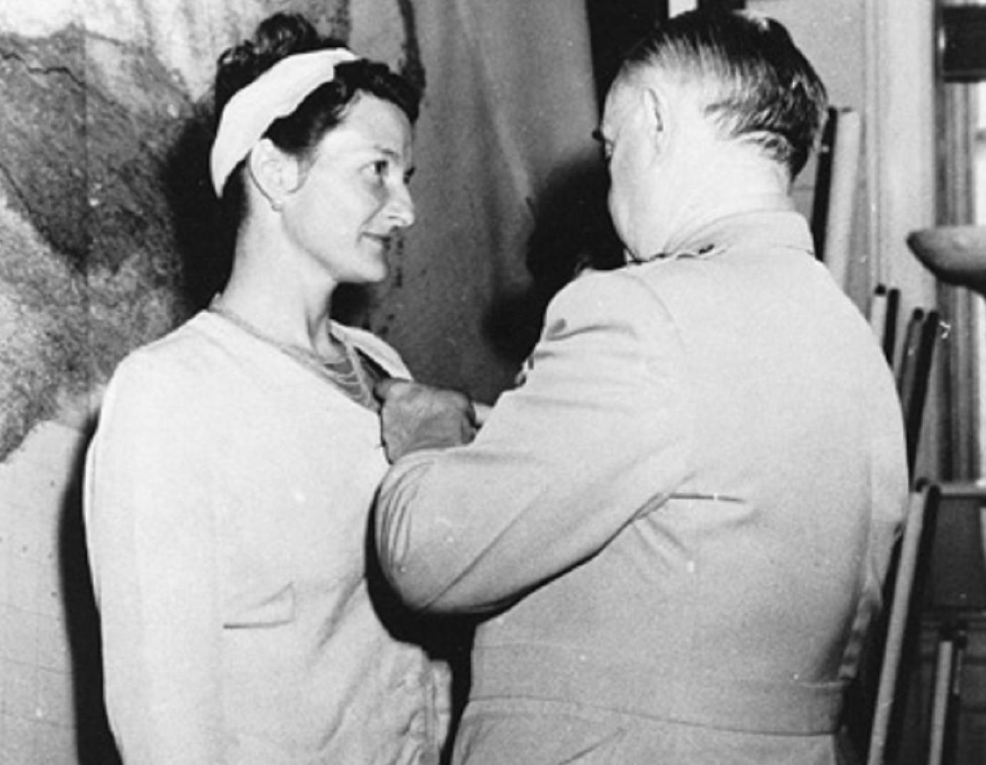 Virginia Hall With Gen. William Donovan (1945)