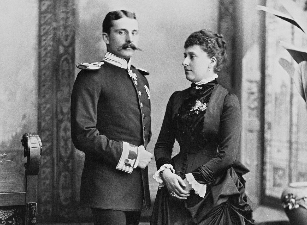 Full length of both Prince Henry of Battenberg and Princess Beatrice