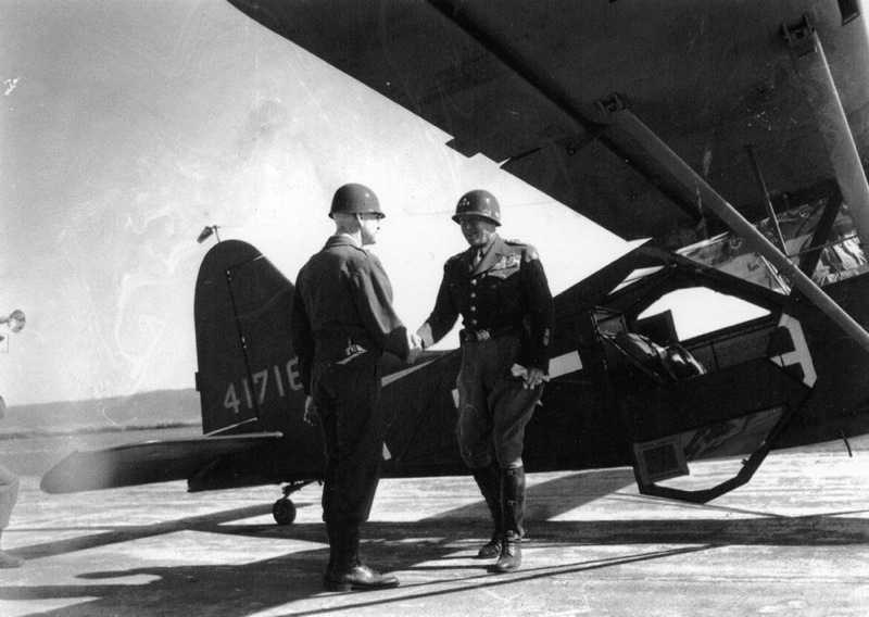 Brigadier General John L. Pierce, welcoming General George S. Patton at the Pilsen airport