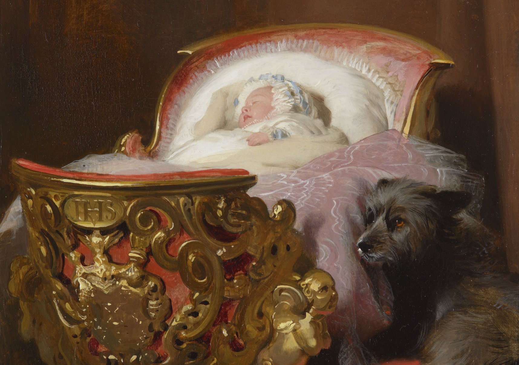 Princess Alice Asleep Watched Over By Dandie, The Black Terrier