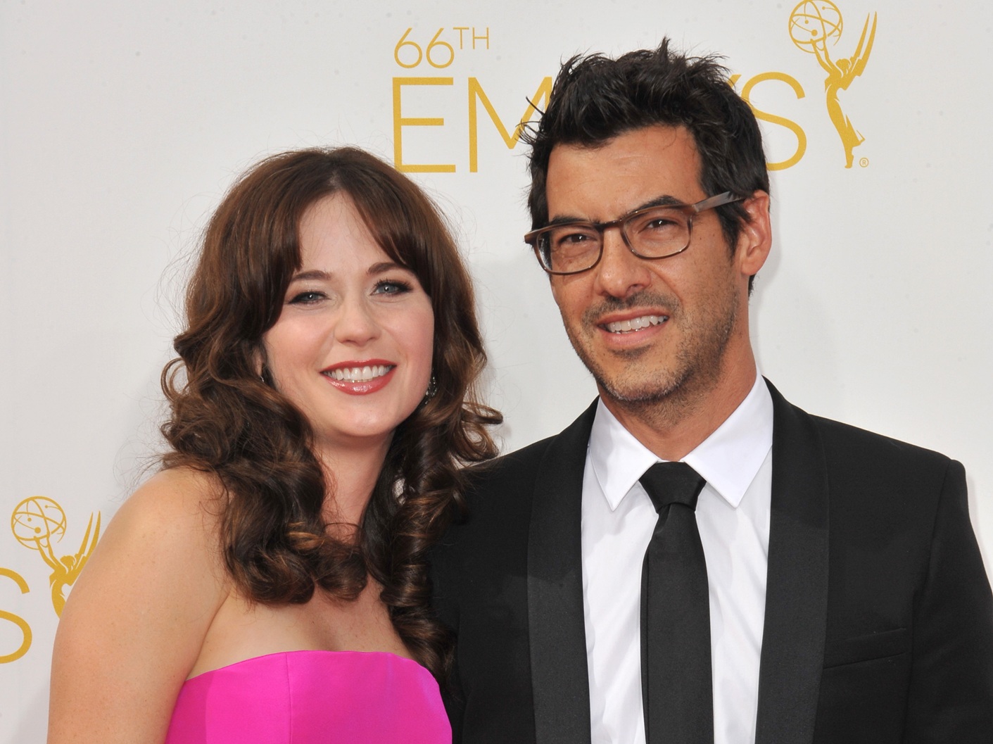 Zooey Deschanel & Jacob Pechenik at the 66th Primetime Emmy Awards