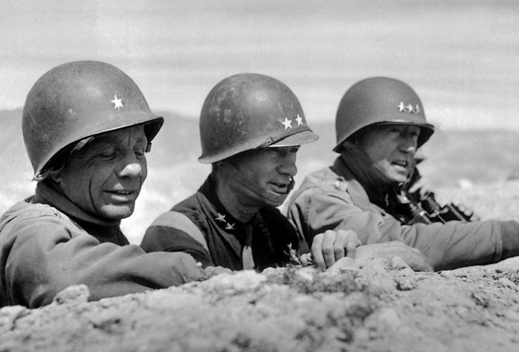 US generals Theodore Roosevelt Jr., Terry Allen and George Patton