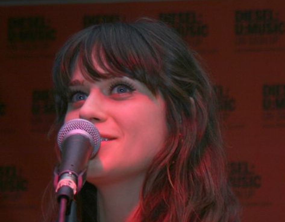 Zooey Deschanel on stage.