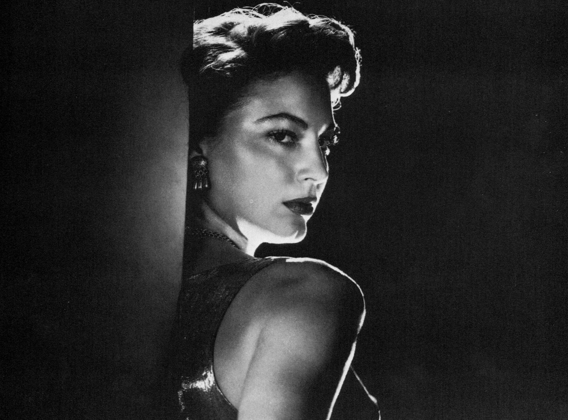 Ava Gardner in black dress