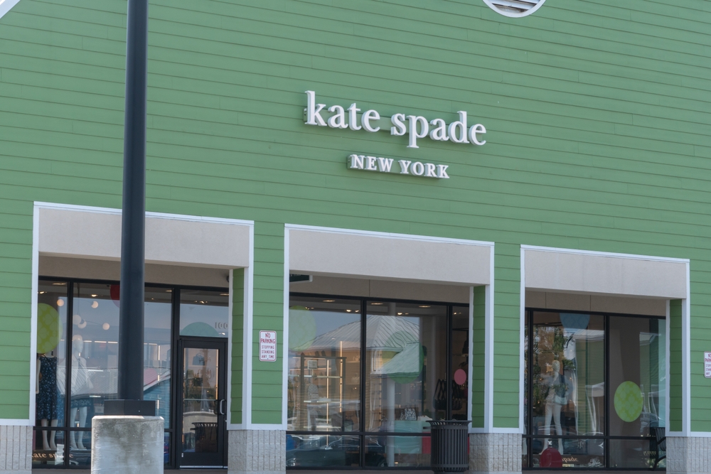 Lancaster, Pennsylvania US July 17 2024: Entrance to brick and mortar retail location of Kate Spade New York factory outlet store