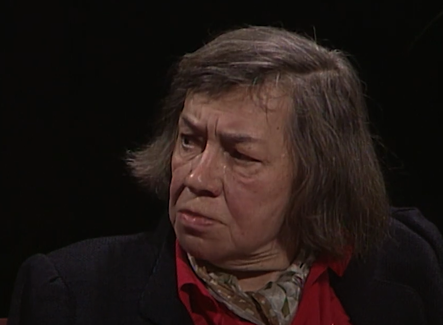 Screenshot of Patricia Highsmith from - Patricia Highsmith, a bit too curious about a father's murdered daughter - After Dark - 1988