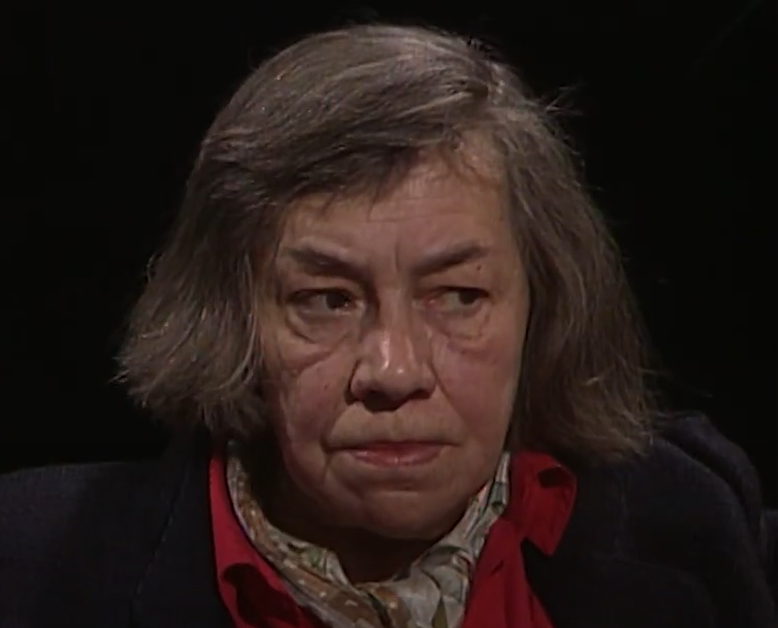 Screenshot of Patricia Highsmith from - Patricia Highsmith, a bit too curious about a father's murdered daughter - After Dark - 1988