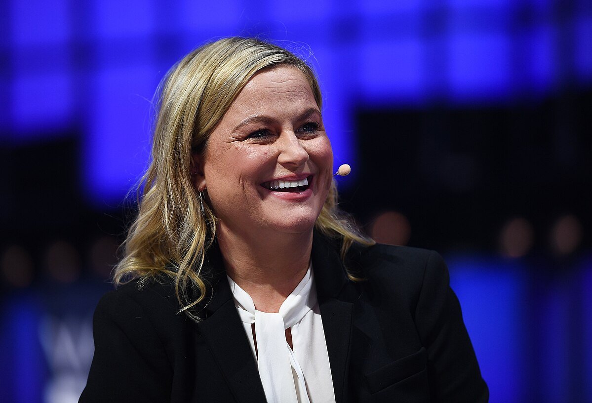 Amy Poehler wearing black blazer during day one of Web Summit 2021