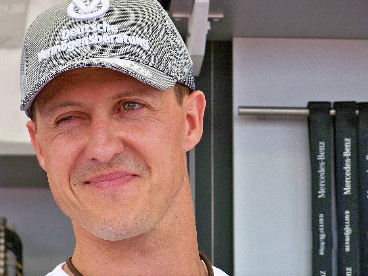 Michael Schumacher smiling while winking - 2010