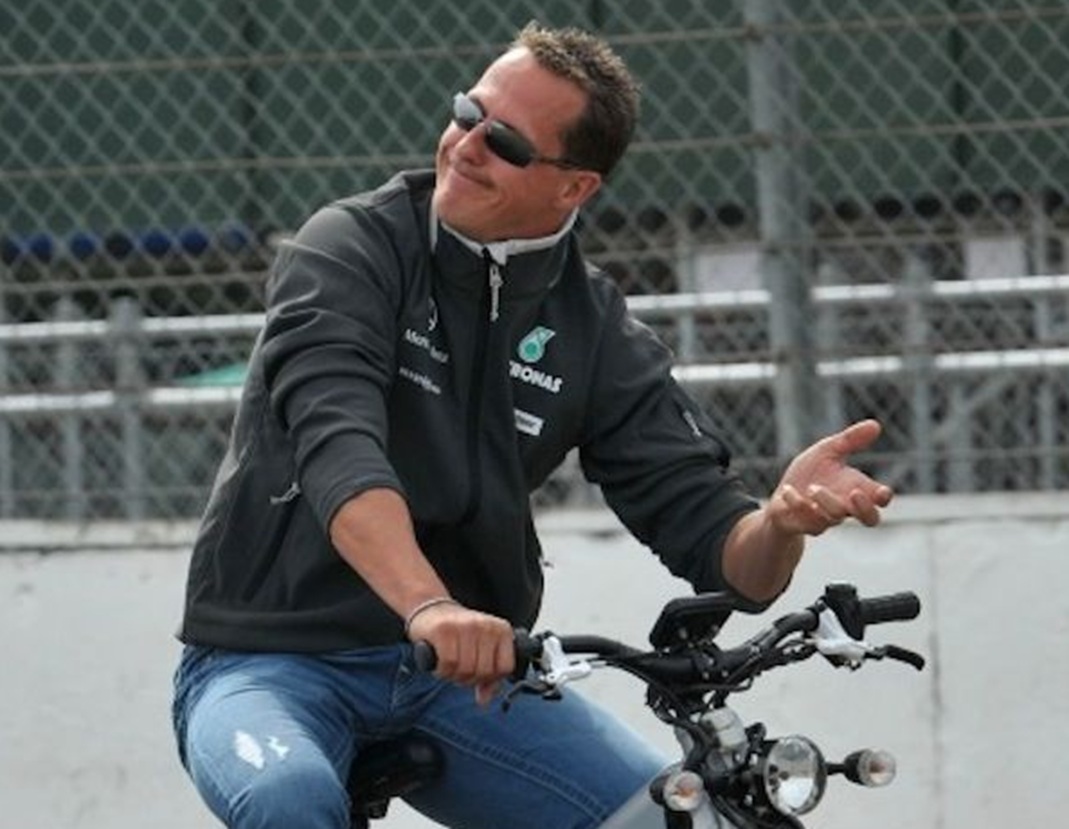 Michael Schumacher on an eTricks in 2010.