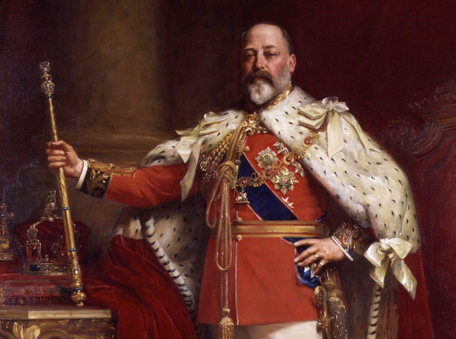 Edward VII in coronation robes (between 1902 and 1912)