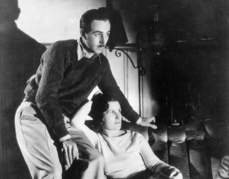 Grayscale Portrait Photo of Walt Disney With His Wife Lillian